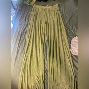 Pale green Y2K velour track pants